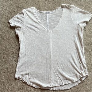 Slub V-Neck Tee in White